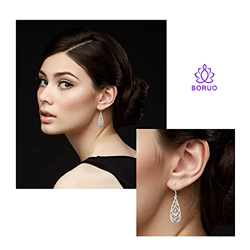 Solid 18K Gold Over 925 Sterling Silver Dangle Earrings, Lightweight Filigree Teardrop Earrings/Silver Earrings, Gold Earrings for Women3