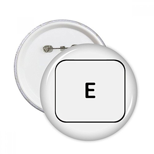 Badge bouton rond motif clavier symbole E - Épingle vêtement décoration multicolore XXL 5pcs