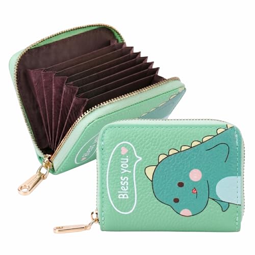 Image of Kraptick Card Holder Wallet - Slim Credit Card Holder, Visiting Card Organizer, Multi Slot Pocket Card Wallet with Secure Closure, Compact Travel Card Case (Dino Print)