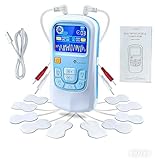 Auxoliev TENS Gerät Schmerztherapie，2 Kanäle EMS Gerät，25 Modi und 50 Intensitätsstufen，Reizstromgeräte Gegen Schmerzen mit 10 Elektroden Pads