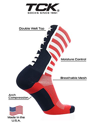 Tck Stars And Stripes Perimeter Socks (Scarlet/Navy/White, Small) #TOP2