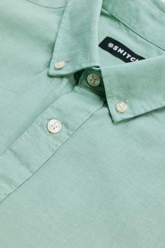 Image of SNITCH Men's Shirts | Slim Fit Cotton-Linen Blend | Classic Button-Down Collar & Full Sleeves | Casual & Formal Wear