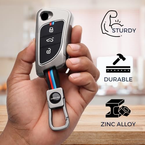 Image of KEYCEPT Metal Alloy Key Cover Compatible for KD / Xhorse, LX-B30 Universal Remote flip Key with Keychain (Short Keychain).