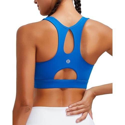 RUNNING GIRL Sports Bras for Women High Support,Racerback Molded Cup Sports Bra with Sewn in Pads Workout Running Bra A-royal Blue Medium