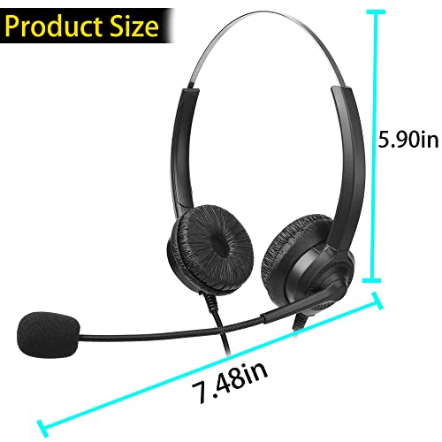 Voistek 2.5Mm Dual Ear Call Center Telephone Headphone, 6Ft Noise Cancelling Binaural Headset, With Boom-Style Mic For Most Cordless Phones #TOP5