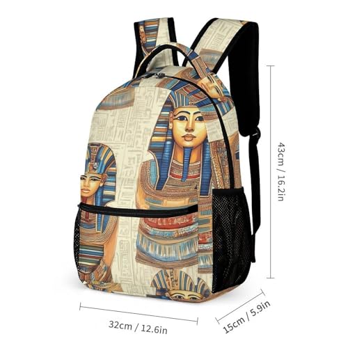 Vintage Ancient Egyptian Pharaoh Statue Backpack Shoulder Bags Lunch Bag Pencil Case Box 3 Set Daypack Cute2