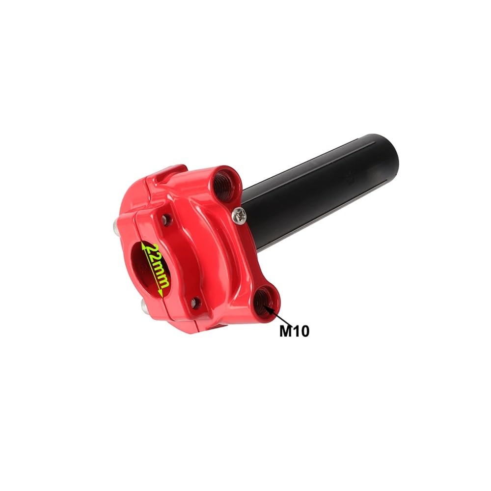 Puño de Acelerador Doble línea para Manillar Motocicleta 7/8" (22 mm) con empuñadura Goma Tipo dominó(Red Set)
