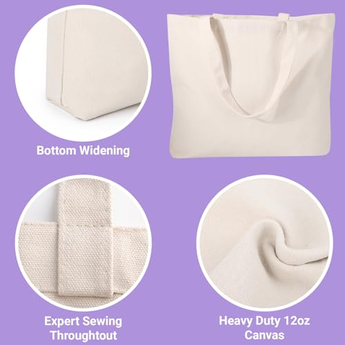 Image of Canvas Tote Bag, Segarty Natural Cotton Heavy DIY Tote for Crafting, Ironing and Embroidering, Reusable Grocery Shopping Bag