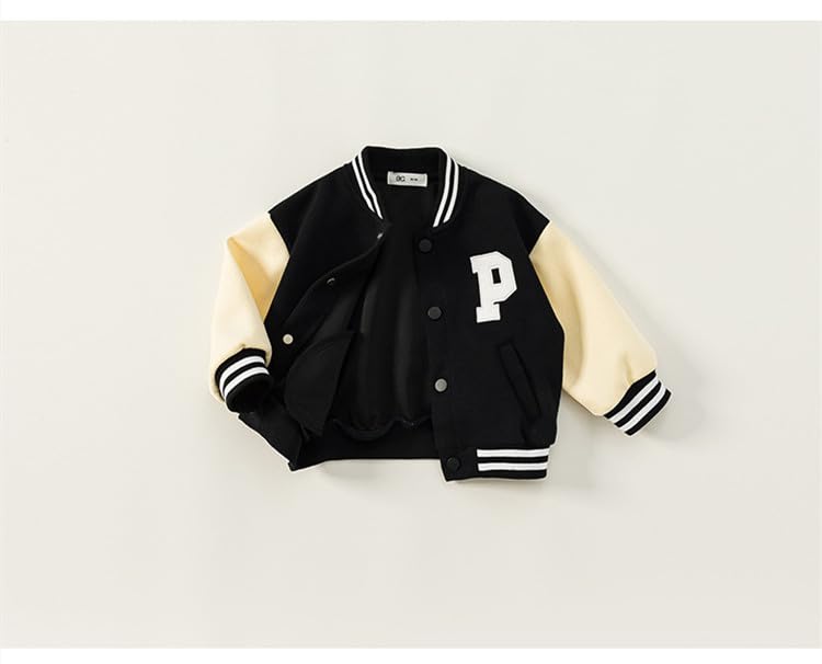 Meufam Toddler Baby Boy Girl Varsity Coat Color Block Button Baseball Jacket Letter Print Bomber Jackets Vintage Outwear2