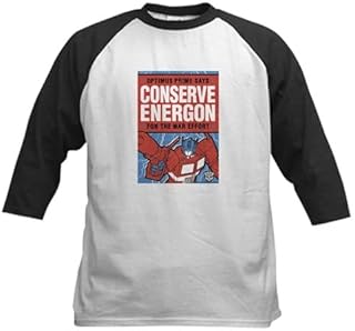 CafePress Transformers Conserve Energon Kids Baseball Tee Kids Cotton Baseball Jersey, 3/4 Raglan Sleeve Shirt Black/White
