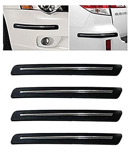 VRT Rubber Car Bumper Protector Guard with Single Chrome Strip for Car 4Pcs - Black (Universal) (Small Size)