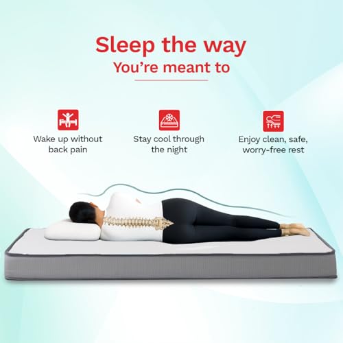 Image of Kurlon Orthopedic 6 Inch Mattress | King Size Bed Mattress | Pressure Relief & Body Support | Posture Perfect | Hypoallergenic | Memory Foam Quilting | Comfortable Sleep | 75x72x6 |10 Years Warranty