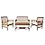 Outvita 4-Piece Acacia Wood Patio Furniture Set, Outdoor Seating Chat Set with Off-White Cushions, Patio Conversation Set with Coffee Table, Loveseat, Garden, Backyard, Poolside