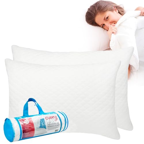 CUORY Juego de 2 Almohadas Memory Foam Ajustable Cómoda Suave | Almohada Espuma de Memoria Gel | Moldeables Hipoalergénico Esponjables Pillow | Estándar...