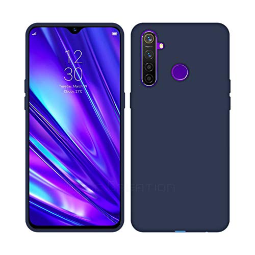 Image of Case Creation Luxurious OG Series for Realme 5i Case Cover,Anti-Dirty Slim Case Frosted Matte Cute Candy TPU Raised Bezel (Splash of Color) Back Cover for Realme5i -Navy Electric Blue