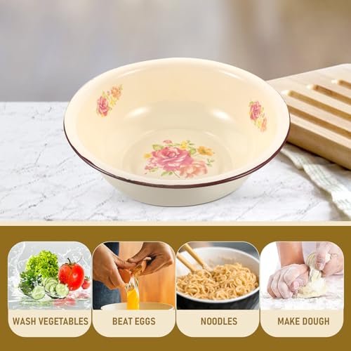 Tazón esmaltado vintage beige 28 cm para cocina miniatura 4
