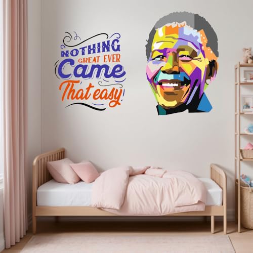 Image of Nelson Mandela Nothing Come Quotes Office - Inspirational - Motivational - Quotes - Wall Sticker for Kids Room, Living Room, School, Library (Size - 78CM X 121CM)
