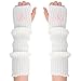 Mepase 1 Pair Cute Y2k Bow Arm Warmers Embroidered Bow Kawaii Arm Warmers Knitted Fingerless Gloves Kawaii Accessories for Women (White Wrist Pink Bow)