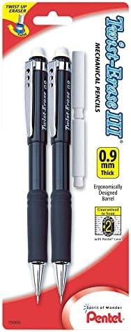 Pentel® Twist-Erase® III Mechanical Pencils, 0.9 mm, Assorted Barrel Colors, Pack Of 2 Pencils