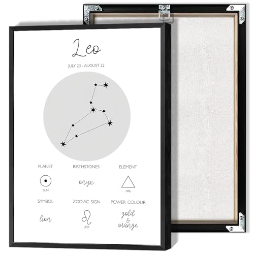 Leo Zodiac Canvas Wall Art Fire Signs Horoscope Poster Constellation Astronomy And Astrology Aesthetic Print Painting For Living Room Bedroom Office Wall Decor 12x16in Unframed