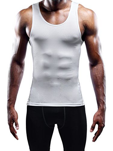 Neleus Men's Athletic 3 Pack Compression Tank Top Dry Fit Undershirts,White,M,Eur L #TOP1