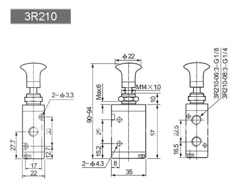 Électrovanne 4R210-08 robuste en alliage d'aluminium à commande manuelle 1/4"