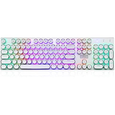 HUO JI E-Yooso Z-88 Mechanische Gaming-Tastatur, kabelgebundener Schreibmaschinen-Stil mit programmierbaren RGB-Hintergrundbeleuchtung, Clicky-Blau-Schalter Cover