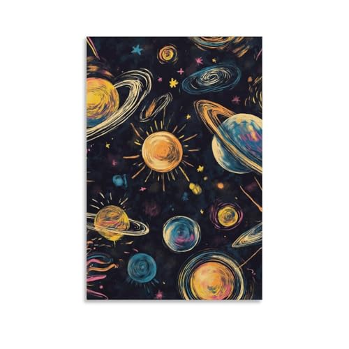 Toile planete cosmique decoration murale affiche salon 50x75cm