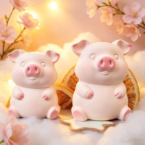 2 Stück Silikonform Schwein Silikonformen Gießformen Glücksschwein Silikon Gießform Schweinchen Set Gießformen Silikon Schwein Kerzen Gießform Glücksschwein Gipsform Zum Gießen für Deko (A)