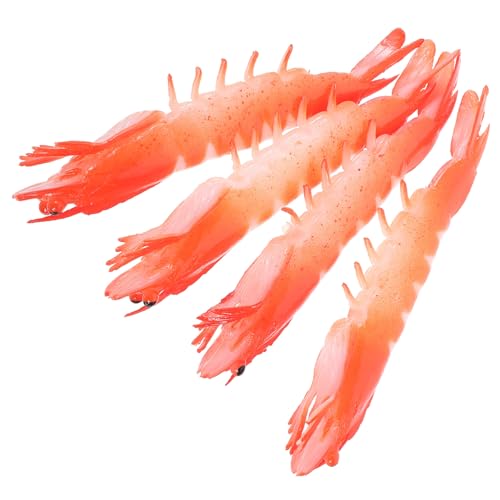 Happyyami 4個 リアルな外観 シュリンプトイ 製 模擬エビ模型 軽量携帯可能 ホーム装飾やパーティー向け おしゃれな置物