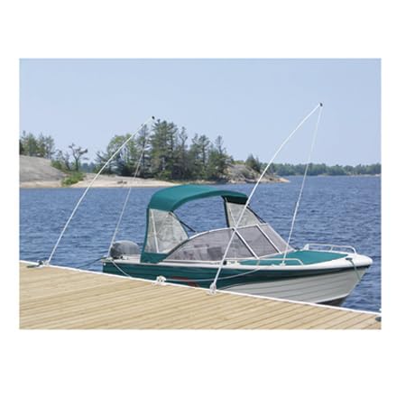 Dockmate 8' Mooring Whips – Pair of Fiberglass Boat Dock Whips with Cast-Aluminum Base, Cleat & Hardware – Spring Action Design for Dock Protection – Easy One-Hand Operation – Includes Lines &