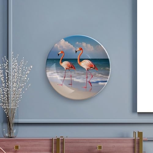 Plato decorativo Bone China Flamingo On The Beach 7 pulg miniatura 5