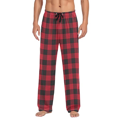 Vintage Gingham Buffalo Check Plaid Pajama Pants Men's Pajama Bottoms Lounge Sleepwear PJs Casual Sleep Pants L