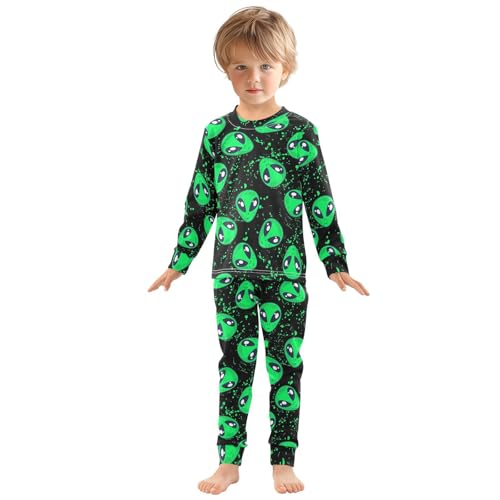 Cotton Pajamas Set 2 Piece Soft Comfy Green Alien Pjs Long Sleeve Lounge Sleepwear3