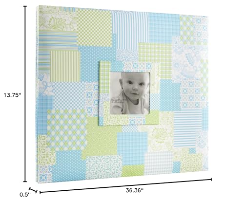Image of MCS Expandable 10-Page Baby Scrapbook Album with Photo Opening Cover and 12 x 12 Inch Pages, 13.5 x 12.5 Inch, Baby Blue Quilt