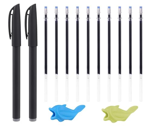 BINQILIN - 2 bolígrafos mágicos con 10 recambios automáticos Estompera 2 unids grippies ayuda escritura para libro de caligrafía infantil
