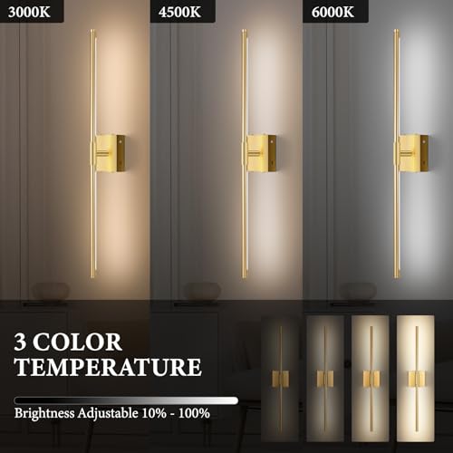 SAIMAND Wireless Sconces Set of 2 Battery Operated,8000mAh USB Rechargeable Wall Light with Remote Control,3000K-6000K LED Dimmable Wall Lamp for Living Room, Hallway, Bedroom (Gold) — view 2