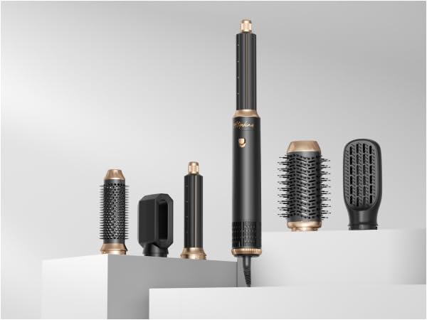 Image of Atopskins 6-in-1 Blow Dryer Brush, Hot Air Styler with Auto-Wrap Curlers