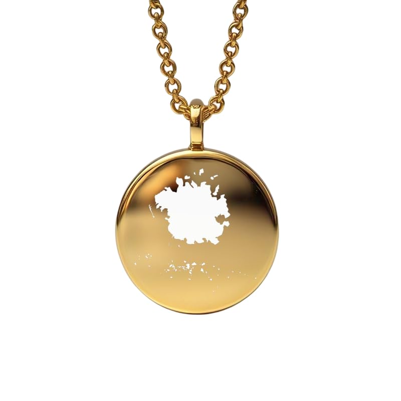 Pendentif carte de la Micronésie argent et or, médaillon gravé aventure ronde 24 mm