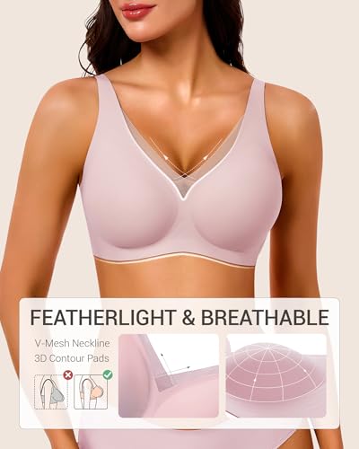 Image of Gailife Deep V Jelly Bras for Women No Underwire Wireless Seamless Push Up Bra Comfort Support Plunge Bralette Full Coverage