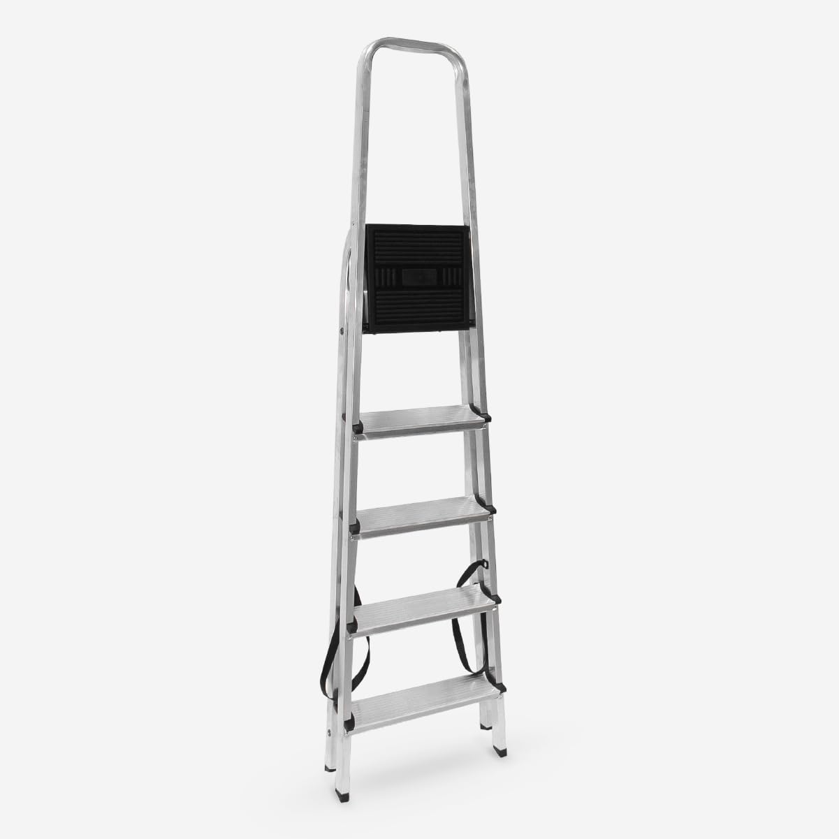 Escalera Plegable de Aluminio, con Barandilla Superior, Pies Antideslizantes, Plataforma de Apoyo, para Uso Doméstico, Peldaños Antideslizantes, Escalera de Tijeras (5 PELDAÑOS)