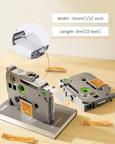 Image of Orange Label Tape Replacement for Brother P-Touch Label Maker Tape TZe-B31 | Black on Orange TZ 12mm 0.47 Laminated for Ptouch PT-D210 D220 D200 Refills, 12 mm(1 /2 Inch) x 8m(26.2ft), 3 Pack