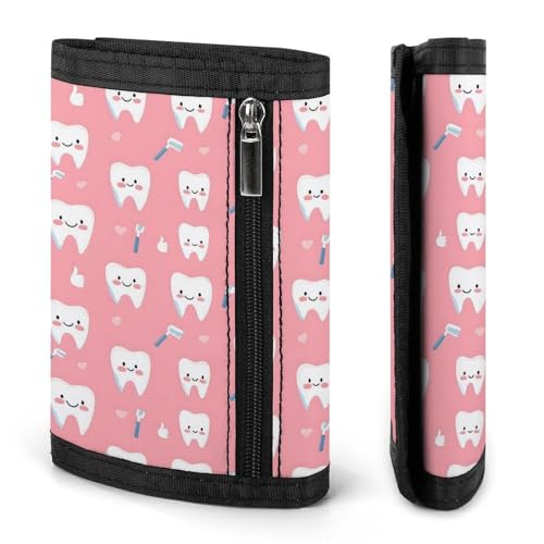 Teeth Cute Toothbrush Print Wallet for Men, 8 Credit Card Holder Slim Minimalist Front Pocket Small Mens Bifold Wallets2