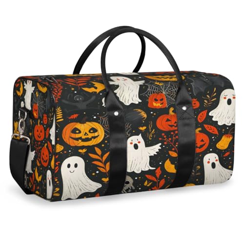 Halloween Travel Duffle Bag, Sports Gym Bags for Women Men, Carry On Weekender Overnight Bag, Ghost Theme Workout Hospital Airplane Trips Bag