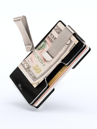 Aquarius Wallets for Men - RFID Blocking, Slim Minimalist Wallet with 2 Interchangeable Money Clips - Thin Aluminum Credit Card Holder - Laser Engraved Finished (Aquarius)2