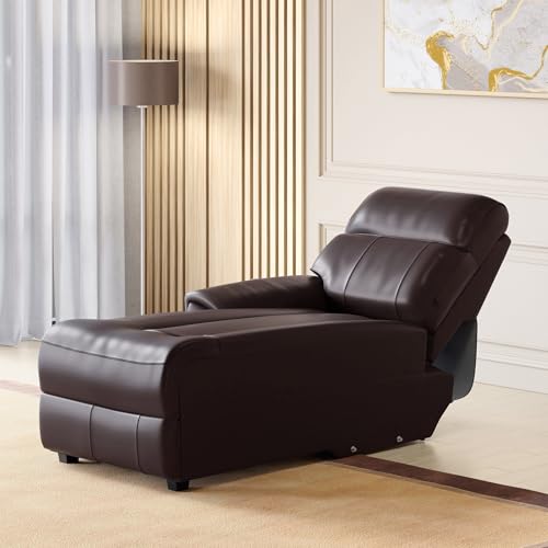 Image of Home Centre Stockholm Half Leather 1-Seater Push Back Lounge Recliner - Brown