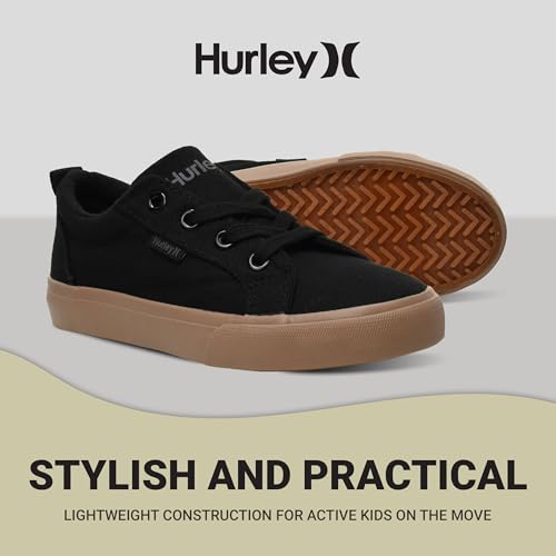 Image of Hurley Kids Finn Sneakers - Canvas Skate Shoes for Kids, Low Cut Tennis Shoes for Girls and Boys