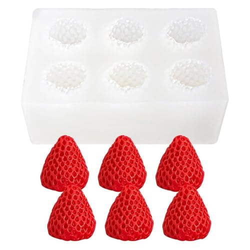 3D Strawberry Silicone Mold, 6 Cavity Strawberry Mold, Fruit Silicone Mold, Cupcake Decorating Tool