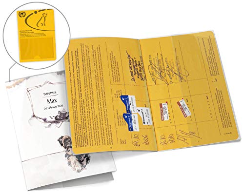 Impfpass Hülle für Tiere Cosmo Hunde Tierausweis Schutzhülle schöne Geschenkidee personalisierbar mit Namen und Geburtsdatum (Poppy, Impfpasshülle personalisiert)