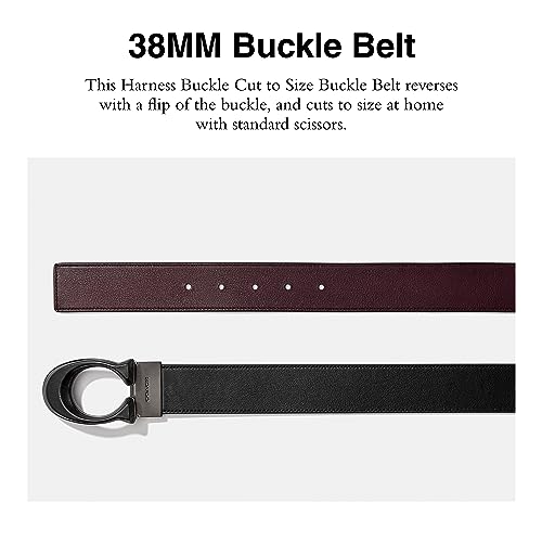 Coach Mens Signature Buckle Cut To Size Reversible 38 Mm Belt, Black/Ox Blood2